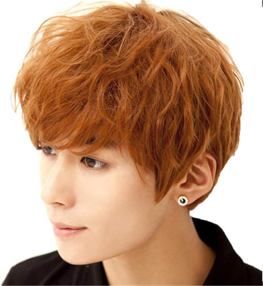 Kongkong メンズ ウィッグ ショート フルウィッグ かつら 男性 ミディアム カツラ 男装 ウィッグ エクステ Mens Wig 自然 原宿 短い 人毛かつら 医療用ウィッグ 通気性抜群 H ウィッグ 通販 Amazon