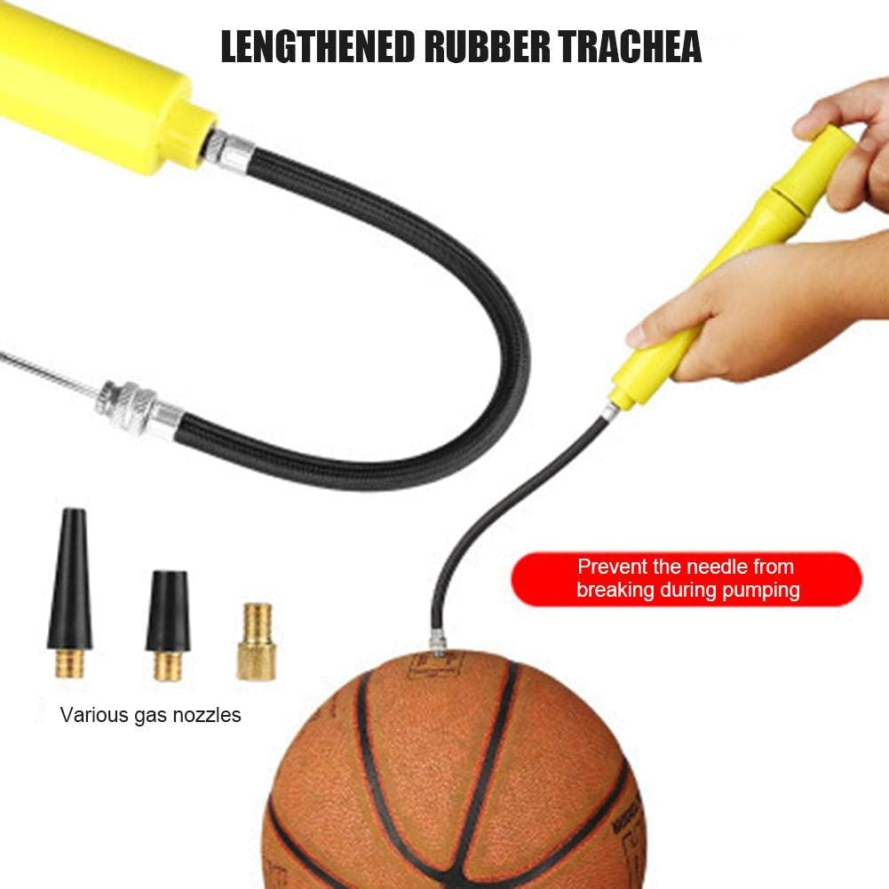 Sliveal Ball Air Pump Two Way Hand Pushing Portable Inflator With Extended Flexible Trachea, Ball Air Needle And Mouthpiece Conversion Head For Soccer Balls, Basketballs, Volleyballs