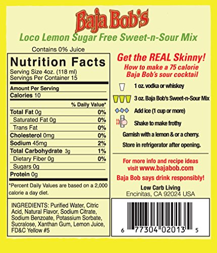 Baja Bob's Sugar Free SWEET AND SOUR Mix - 1.75 Liter - Cocktail Mix - Thumbnail 3