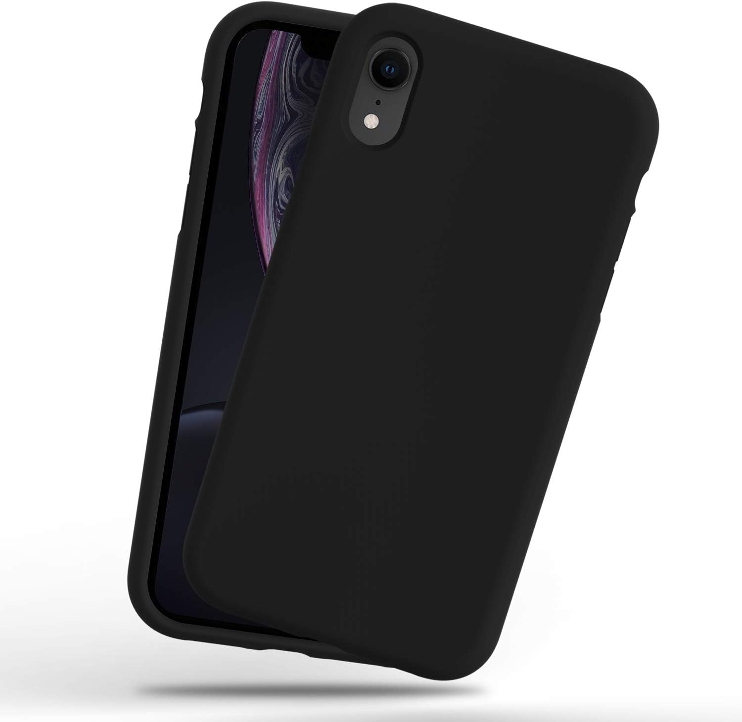 ImpactStrong iPhone XR Case, Silicone Heavy Duty Liquid Gel Shockproof Case with Soft Microfiber Cloth Cushion Compatible with iPhone XR (6.1 inch) - Black
