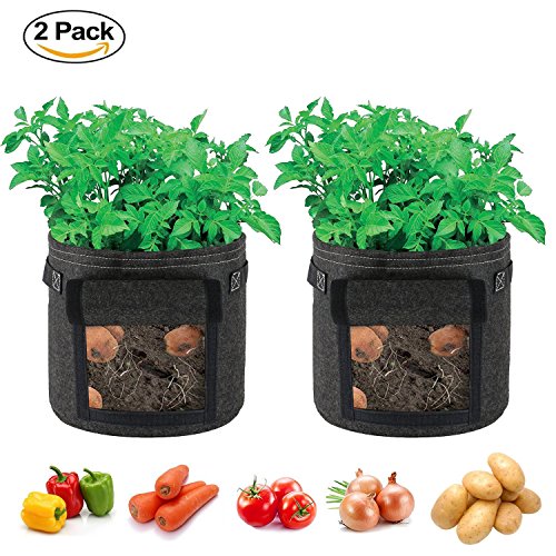 SingPad Potato grow bags,2-Pack 7 Gallon Garden Vegetables Planter Bags For Growing Potatoes,Taro,Radish,Carrots,Onions (Black) - Thumbnail 5