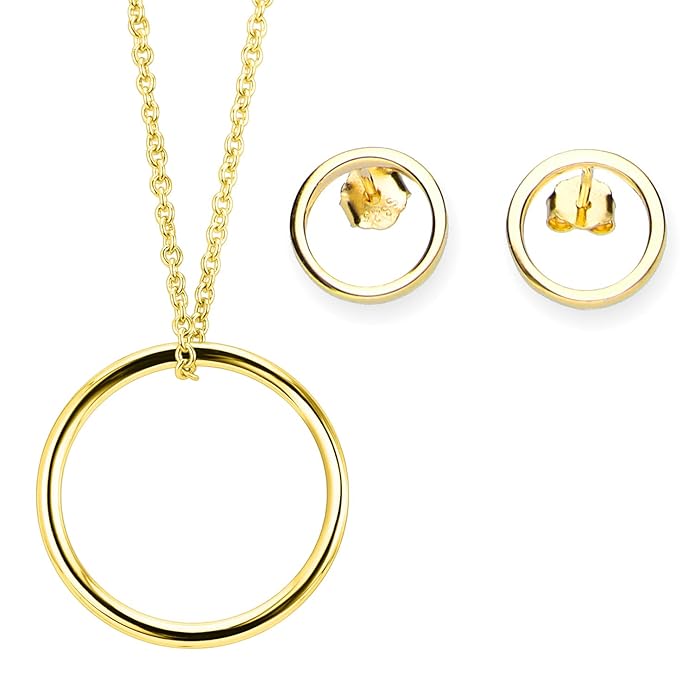 URBANHELDEN - Edles 925er Sterlingsilber Schmuck-Set: Kette u Ohrringe - Damen Halskette u. Ohrstecker - Schmuckset: Amulett 