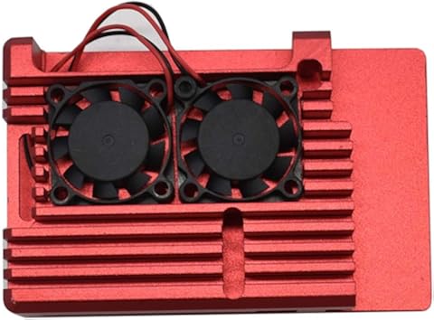Wivarra para Raspberry Pi 4 Modelo B 2G Kit de Bricolaje Soporte WiFi con Carcasa Protectora AleacióN Aluminio CNC RefrigeracióN Ventilador Dual para Raspberry Pi 4B (Rojo)