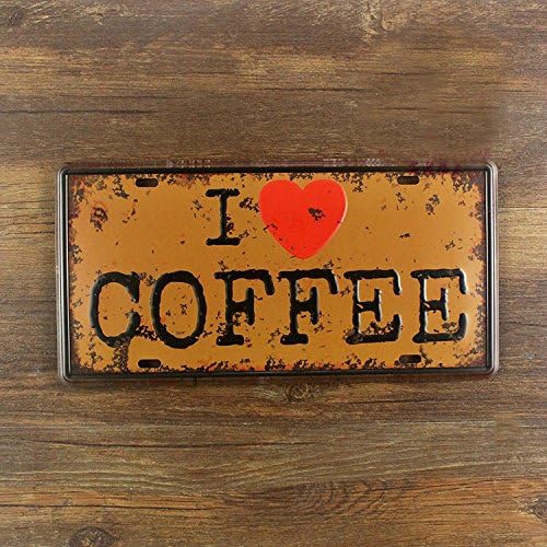 RETRO WALL METAL PLAQUE SIGN I LOVE COFFEE VINTAGE SHABBYCHIC KITCHEN COFFEE LOUNGE HOME SIGN SIZE 15X30 CM