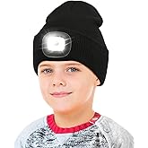 YunTuo LED Beanie for Kids, Unisex Rechargeable Headlamp Hat Winter Night Lighted Cap, Gifts for Kids Boys Girls