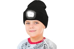 YunTuo LED Beanie for Kids, Unisex Rechargeable Headlamp Hat Winter Night Lighted Cap, Gifts for Kids Boys Girls