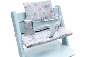 ZARPMA Highchair Cushion Compatible with Stokke Tripp Trapp Chiar High Chair Insert Cotton Fabric Cover Filled with Cotton Padding (Grey Forest)