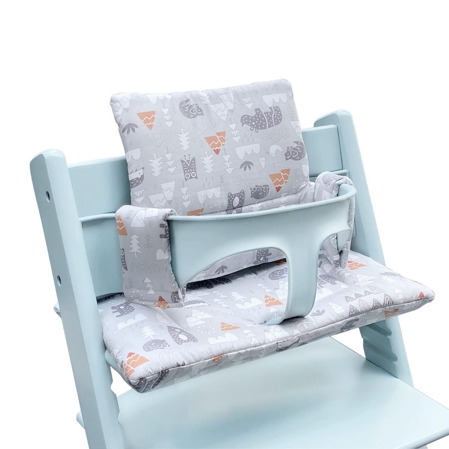ZARPMA Highchair Cushion Compatible with Stokke Tripp Trapp Chiar High Chair Insert Cotton fabric Cover filled with Cotton Padding（Grey Forest）