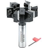 Slab Flattening Router Bit 1/2 Shank, 6-Wing, 2" Cutting Dia, Insert Carbide CNC Spoilboard Surfacing Router Bit, Wood Planer Planing Bit for Flycutter/ Slab Leveler/ Rabbeting by SICWOOD