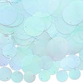 SUNNYCLUE 120G 6 Sizes Transparent Sequins Flat Paillettes Bulk Clear Plastic PVC Round Iridescent Applique Art Glitters Hole Loose Decor Sequin for Sewing Crafts DIY Embroidery Ornaments Accessories
