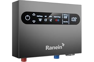 Ranein 13kW Tankless Electric Water Heater, 240V on Demand Instant Endless Water Heater with LED Temperature Display for Whole House Shower