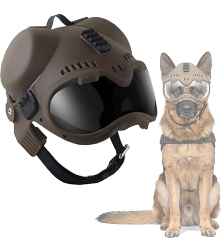 Tactical Dog Helmet for German Shepherd & Belgian Malinois – Adjustable Working Dog Headgear with Removable Ear Protection(Black) : Pet Supplies