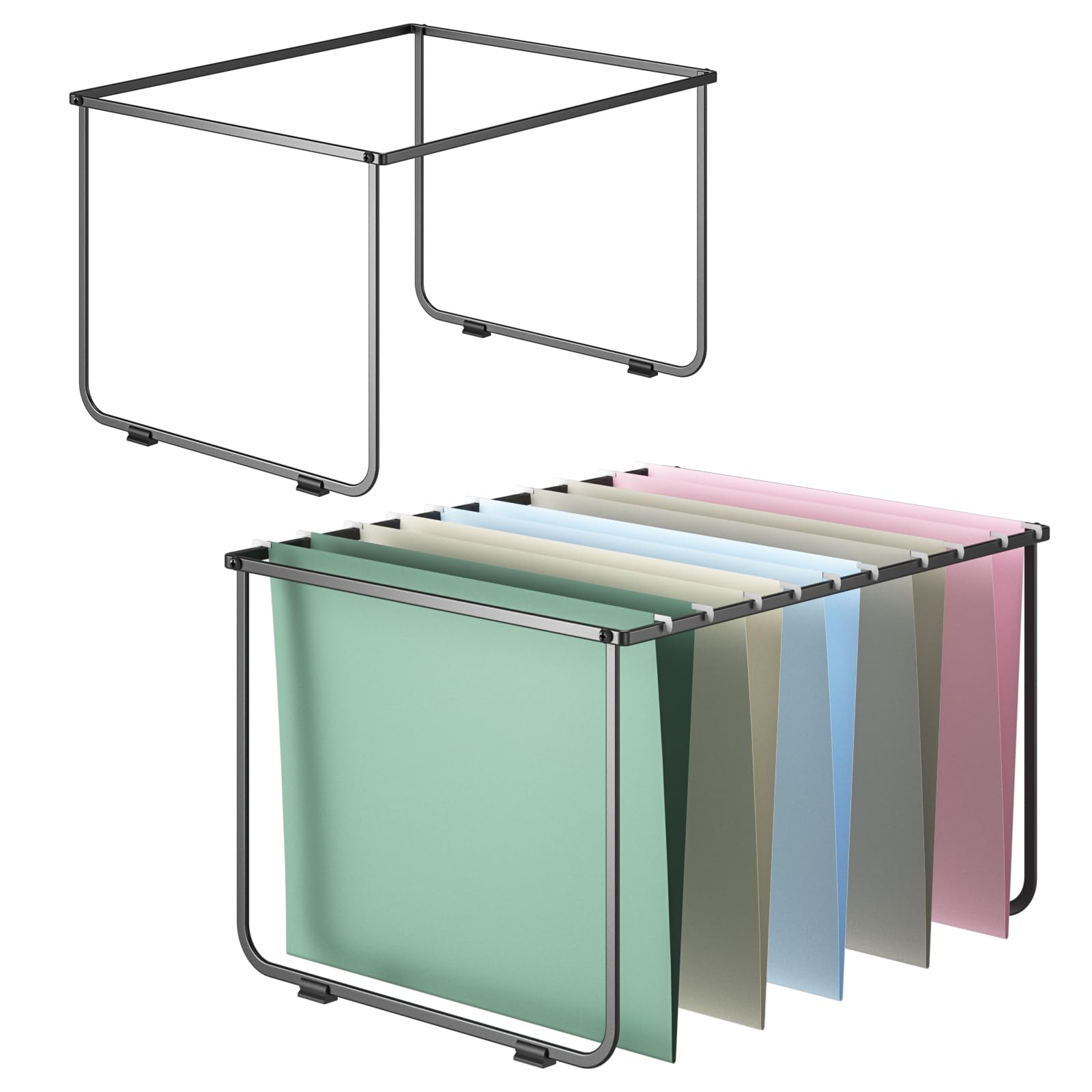 Photo 1 of 2 Sets Hanging File Folder Frame,Legal/Letter Size,15.2“W 9.25”H,Hanging Folders Holder for Desktop Organizer and Metal Rail in Filing Cabinet Drawer.