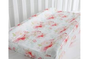 Baby Girl Crib Bedding Changing Pad Cover (Pink Mint Floral)