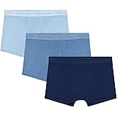 Organic Basics Men's Core 3" Organic Cotton Boxer Trunk Underwear 3-Pack, Azure Blue/Midnight Blue/Misty Blue, Large