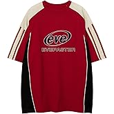 Evepaster Oversize Graphic T Shirt Vintage Racing Patchwork Unisex Printed Summer Y2k Tees Tops for Men and Women Streetwear