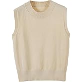 Blostirno Women's Crewneck Sweater Vest Sleeveless Ribbed Casual Pullover Vests Trendy Basic Solid Knit Tank Tops