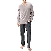 DAVID ARCHY Men's Pajamas Set Soft Cotton pajamas for men Comfy Loungewear Pjs with Pockets