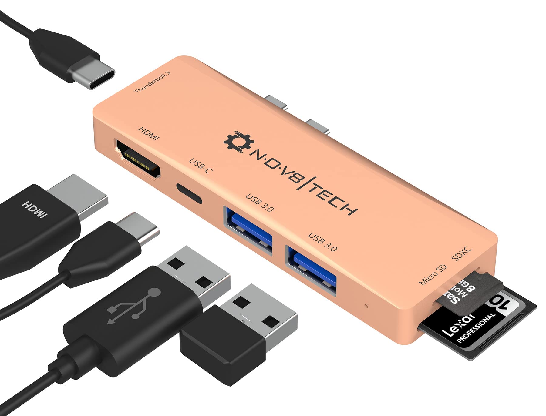 Nov8Tech USB C Adapter for MacBook Pro, Air Multiport Accessories, 7 in 2 Mac Adaptor with 4K HDMI, USB 3.0, SD/TF, 100W PD USBC Hub Dongle Pro 2023/2022