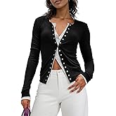 Sweetmoon Womens Cardigans Lightweight Waffle Knit Button Down Shirt Women Slim Fit Cute Trendy Basic Tops 2025 Y2K Outfits