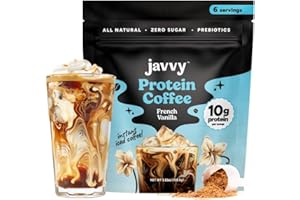 JAVY COFFEE Javy French Vanilla Protein Coffee - Premium Whey Protein & Instant Iced Coffee - 100% Arabica Coffee - Zero Artificial Flavors & Sweeteners, 6 Servings