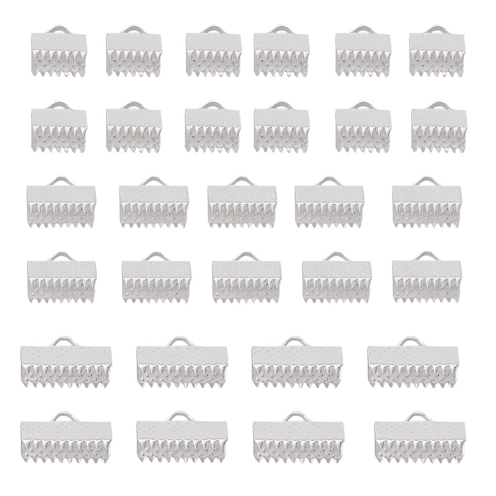 SUNNYCLUE 1 Box 300Pcs Ribbon Ends Ribbon End Clasps Ribbon Clasps Pinch Cord End Clasps Fastener Clasp Ribbon Clamp End Clamp Cord Ends for Jewellery Making Accessories DIY Bracelet Leather Bookmark