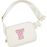 Uygafly Personalized Belt Bag for Women Girls - Fashion Mini Waist Packs with Adjustable Strap - Trendy Travel Fanny Pack Crossbody Bags with Initial Letter - Teen Gifts | Cream,V