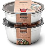 BLACK + BLUM - Lunch Bowl Set - Small & Large Microwavable Stainless Steel, Plastic-Free Lunch Container with Leak Proof, Airtight, Lockable Lid - Microwave, Dishwasher and Oven Safe - 650ml, 950ml