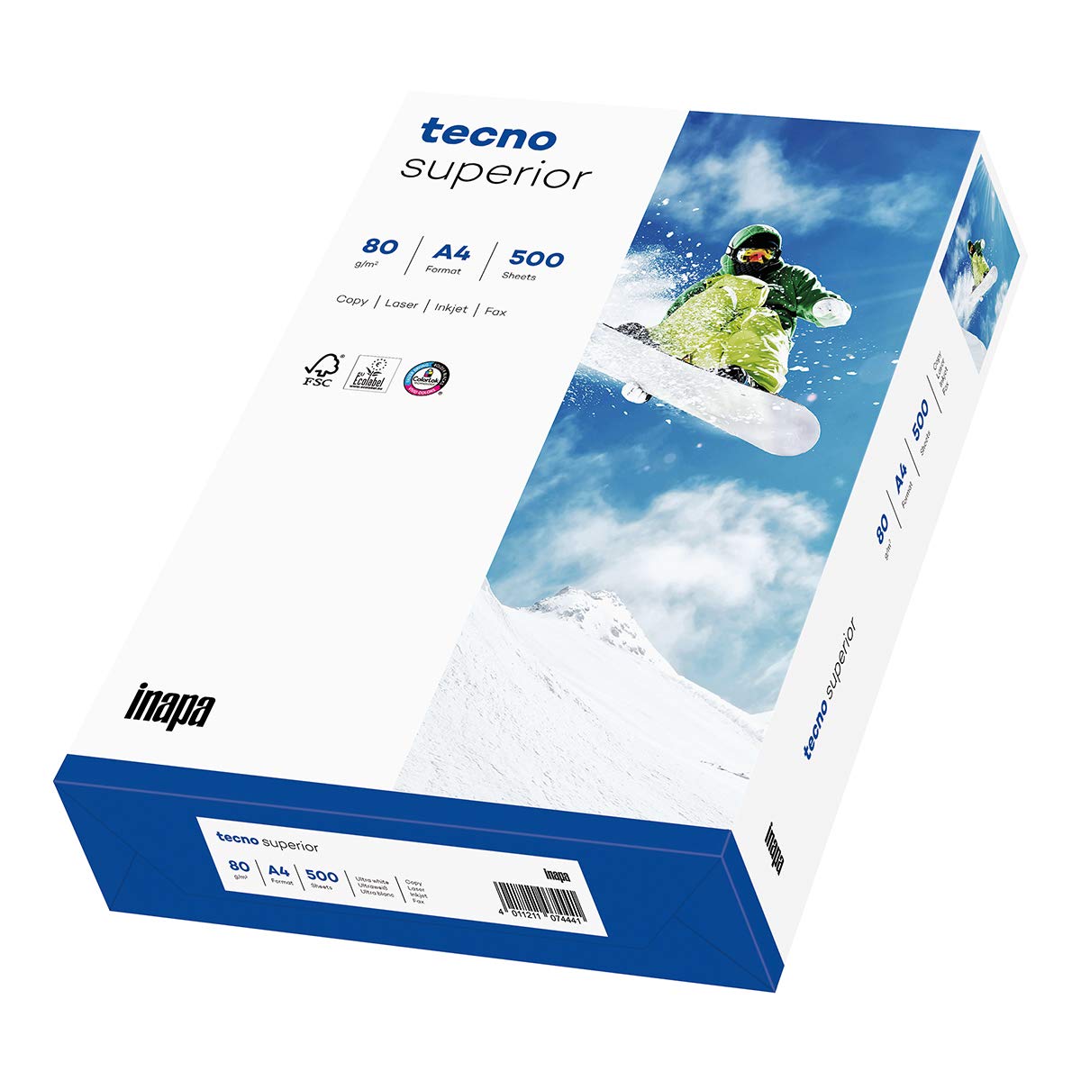 inapa Tecno Superior Printer/Copier Paper 80 g/m² A4 500 Sheets Brilliant White