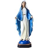 QIANLING 12" Our Lady of Grace Statue - Resin Hand-Painted Virgin Mary Figure, Religious Gift of Home Decor, Religious Sacraments Statues and Religious Home Decor Blessed Mother Statue