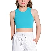 Hvididan Girls Sports Bra Athletic Training Tank Tops Seamless Sleeveless Racerback Crop Tops for Kids Teens 5-12Y