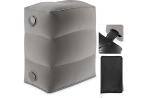 Maliton Inflatable Foot Rest Pillow for Travel,Kids Airplane Bed,Adjustable 3 Layers Height Leg Pillow of Air Travel Essentials,Car, Office, Home - Fast Inflation (Grey)