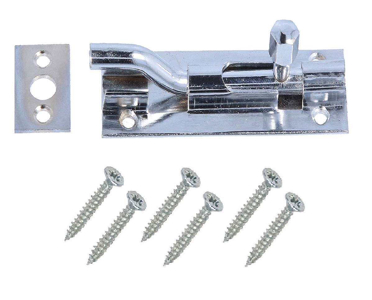 Merriway® BH00777 Swan Neck Surface Slide Door Bolt, 100 mm (4 inch) - Chrome