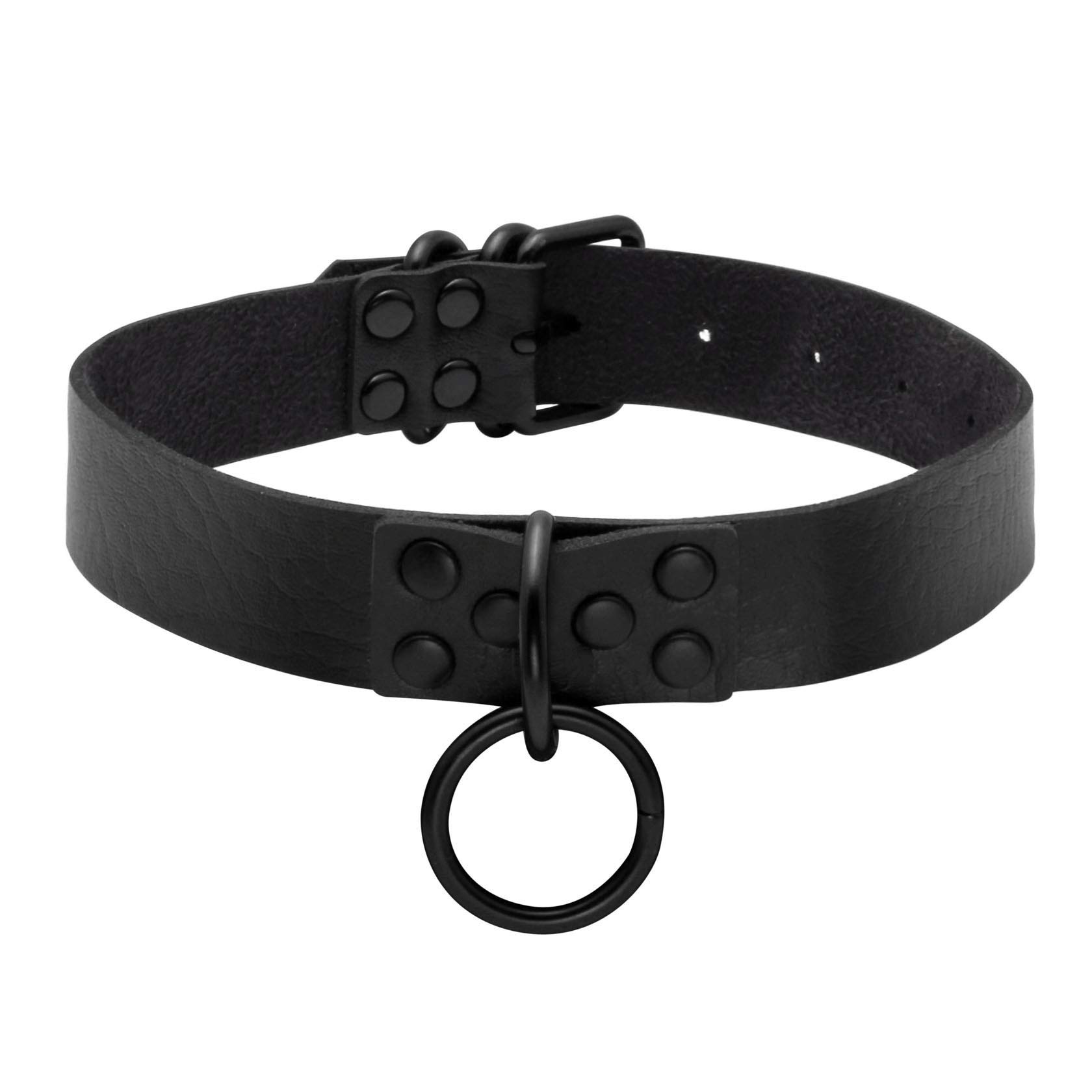 JJDreams Gothic Choker Vintage PU Leather Punk Collar Necklace Choker Ring for Women,1pcs Black
