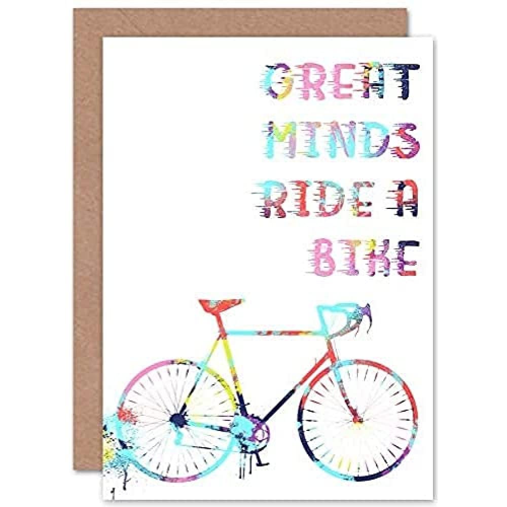 Bicycle Colourful Great Minds Ride Greetings Card