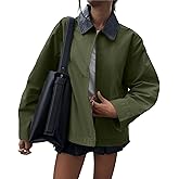 TITOMD Womens Barn Jackets Oversized Lightweight Outerwear Collar Zip Up Coats Outfits Spring Trendy Clothes