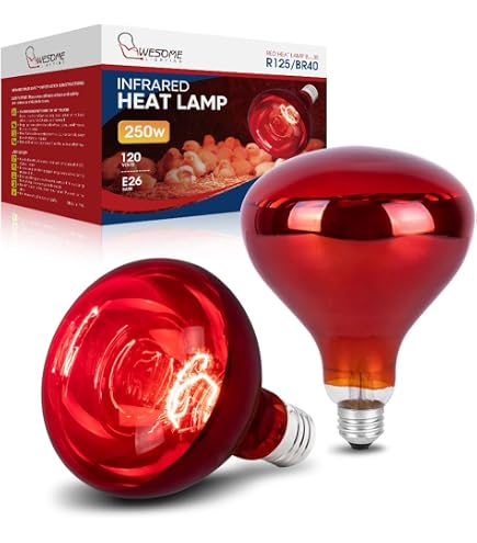 Westinghouse R40 Infrared Heat Lamp – 250W, Unlensed, Red Reflector, E26 Medium Base – 1-Pack For Heat Therapy, Food Warming, Or Bathroom Heating