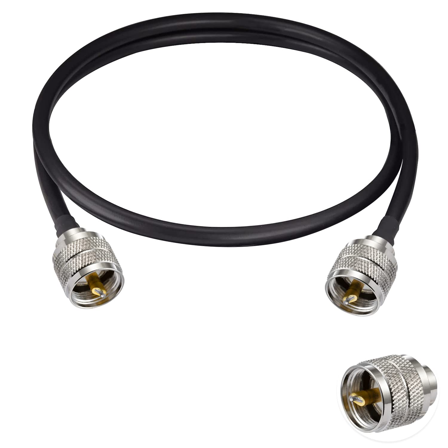 Vecys PL 259 Cable UHF Male PL-259 to UHF Male PL-259 Low Loss Coax Cable RG58 20"/50CM for Walkie Talkie CB Radio SWR Meter Antenna Analyzer