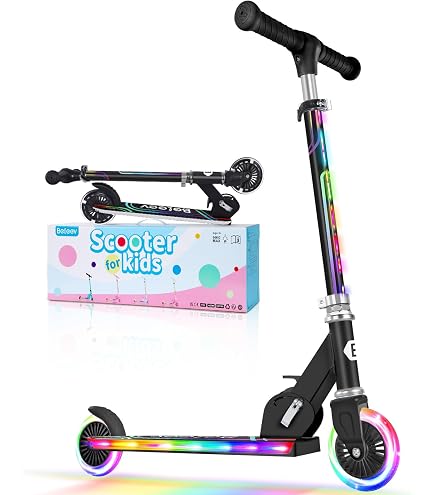 Trottinette BELEEV 3 Roues LED Lumineuses 4 Hauteurs Réglables pour