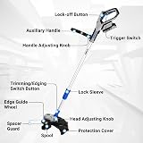 DEKOPRO 20V Cordless String Trimmer Edger with 2 Batteries Charger Blue view 2