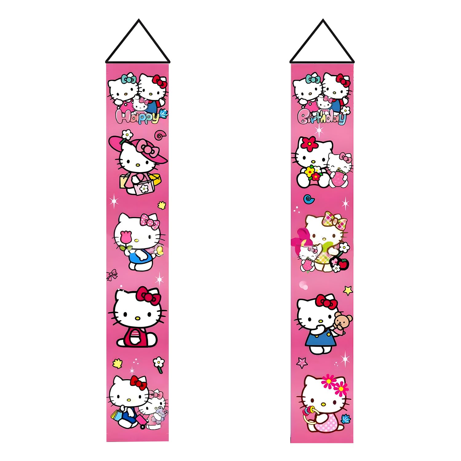 Photo 1 of 2 Pcs Hello Cats Birthday Decorations, Pink Party Porch Sign Door Banner, Birthday Party Supplies for Girls