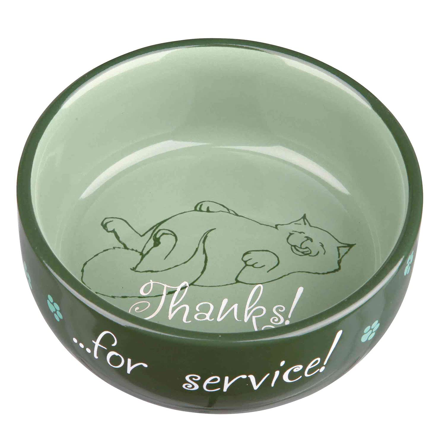 Trixie Thanks for Service Ceramic Cat Bowl - Assorted Colours (Pack of 1)
