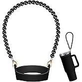 SiliFine Silicone Water Bottle Handle Holder with Pearl Strap Compatible with Stanley Cup Accessories Charms Sling Water Bottle Carrier Holde Fits Most 8-40 oz Tumbler Gift for Woman