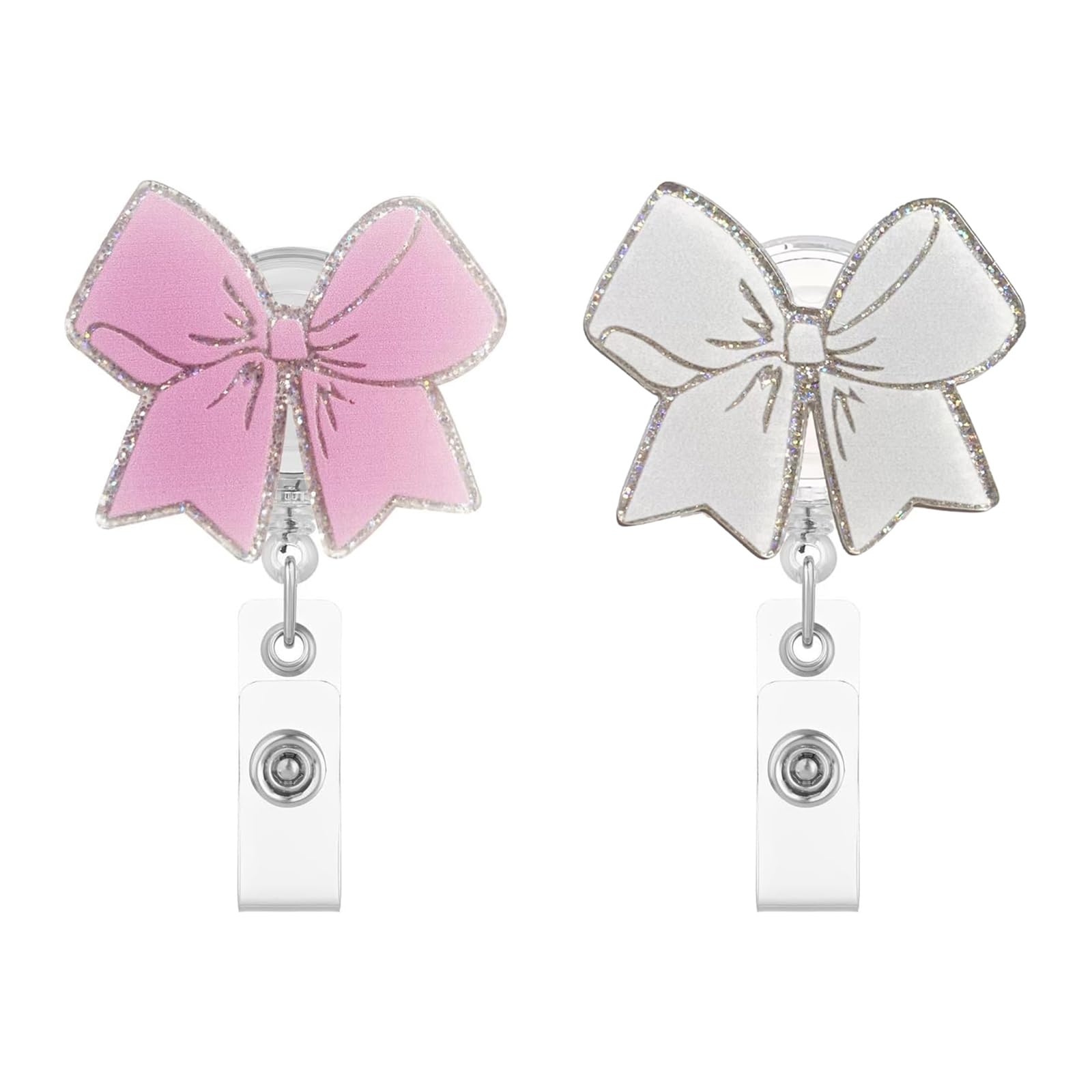 Photo 1 of 2Pcs Pink Bow Badge Reel Retractable Cute Badge Reels with Alligator Clip ID Badge Holder for Nurse,Medical Worker,Nursing Student,Teacher