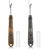 Dplolng 2 Pcs Seam Rippers for Sewing,Metal Seam Ripper Stitch Remover Tool | Vintage Carved Handle,Thread Ripper with Silicone Protective Cover Ideal for Sewing Needle Work Hand Sewing Knitting Craft