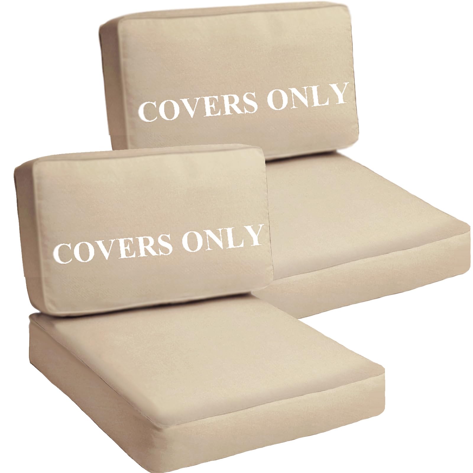 Photo 1 of **PARTIAL SET/ONLY 1 *** TECOSARA Deep Seating Patio Cushion Set Covers Replacement, Durable Outdoor Cushions Cover, 4Pcs Patio Furniture Cushions Slipcovers with Zipper, 28x28x6, 28x13x6, Tan