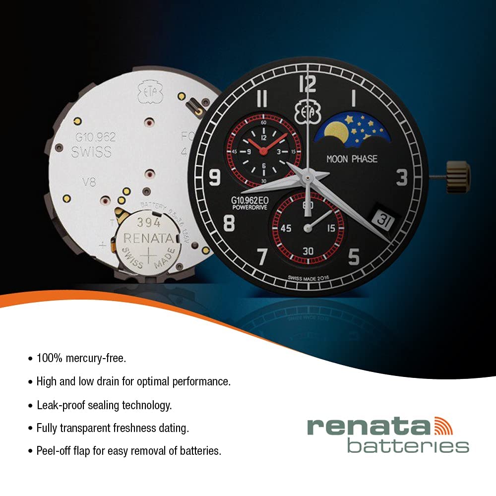 Renata Batteries Renata 317 SR516SW Batteries - 1.55V Silver Oxide 317 Watch Battery (2 Count)