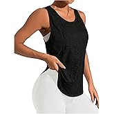 OYOANGLE Women's Mesh Workout Tank Top Athletic Running Sleeveless Shirts Yoga Gym Tops