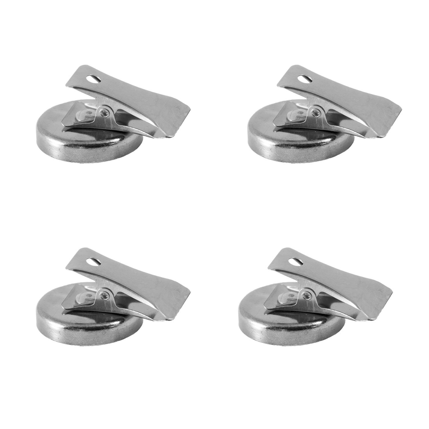Magnetastico® | 4 strong magnetic clips | More than 2 kg holding force (vertical) | Magnetic hook clip for fridge, pin magnet board, whiteboard & office | Binder clip, magnetic clip for photos & notes