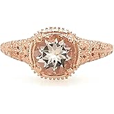 Natural 1.25ct Peach Morganite 14k Rose Gold Over Sterling Silver Engagement Ring Size 5, 6, 7, 8, 9